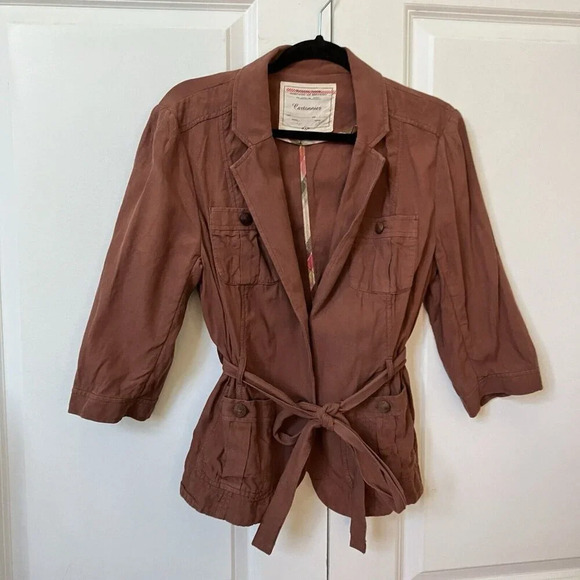 Cartonnier Dusty Rose ¾ Sleeve Silk Blend Womens Blazer  Lightweight Jacket - Picture 1 of 6